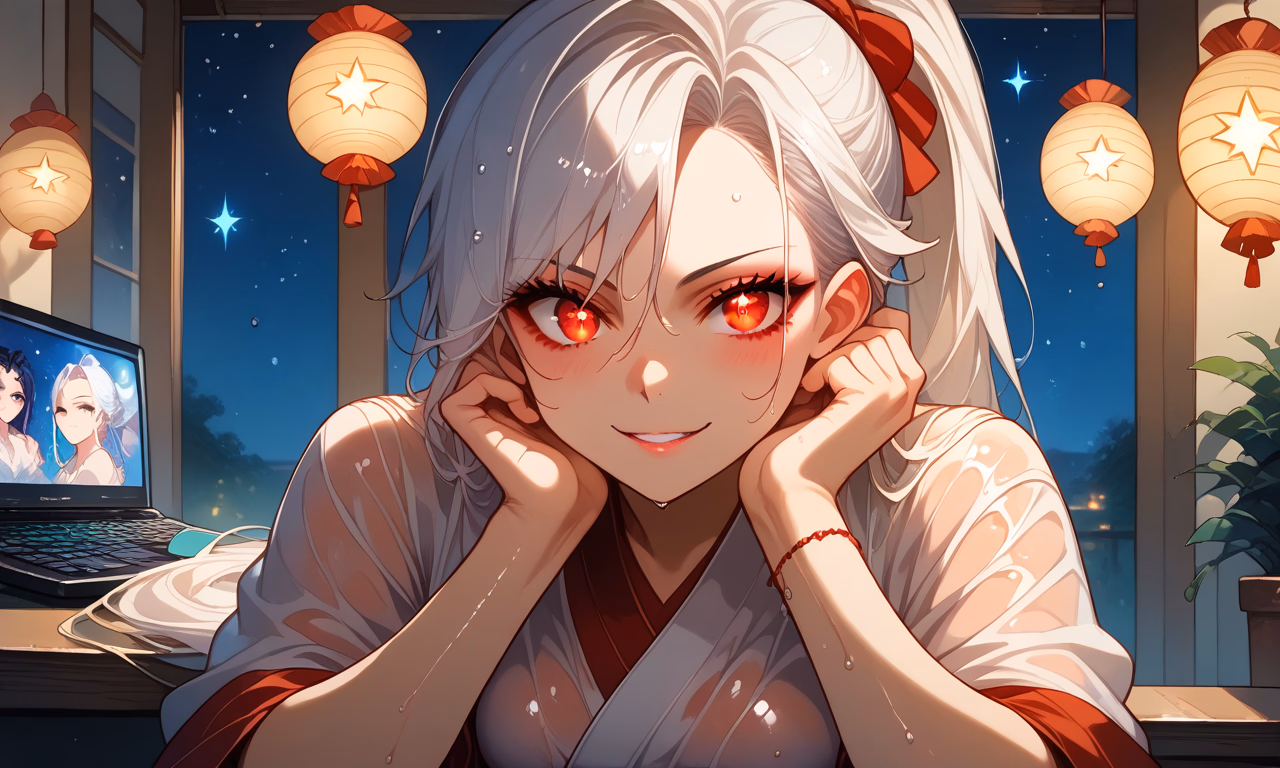 Miyu - A shy shrine maiden with a secret passion for uncensored visual novels, secretly hoping her neighbor