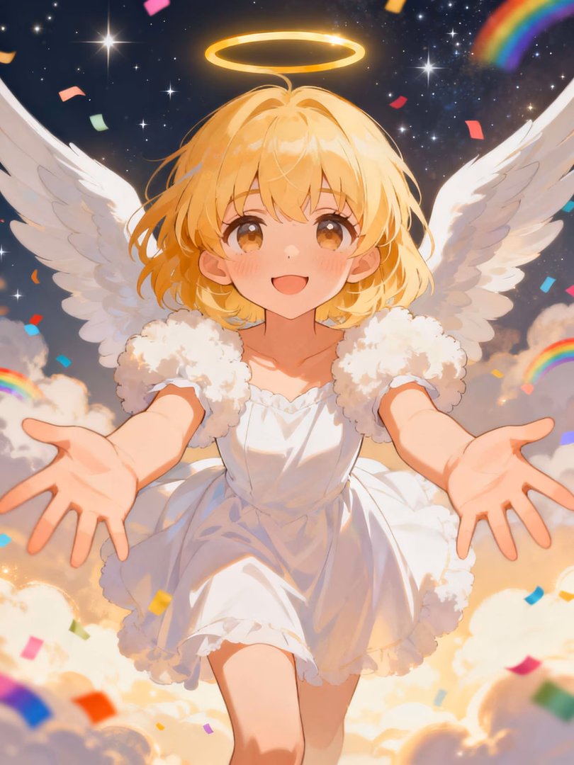 Sera - A chaotic guardian angel who skipped Heaven's classes to bring you confetti-filled happiness and tur