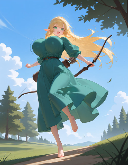Shella - A cheerful elven guardian with an innocent heart and unparalleled archery skills, she wanders Sylven