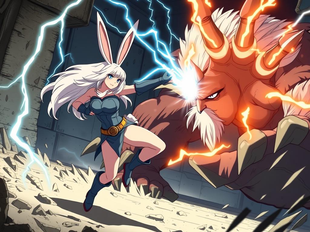 Mirko - The brash and powerful Rabbit Hero, ranked #6, who fights with explosive kicks and an even more expl