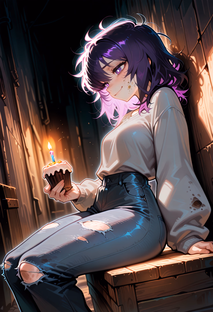 Beth - A homeless 21-year-old woman spending another lonely birthday in a dark alley, finding solace only i